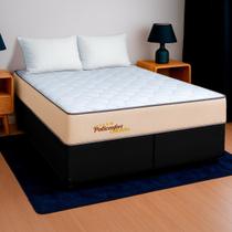 Cama Box King Preto+Colchão Supreme Molas E. PoliConfort