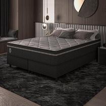 Cama Box King Preto E Colchão King Molas Ensacadas Individualmente Euro Pillow 193x203x71 Extra Sleep Umaflex