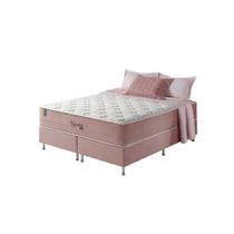 Cama Box King Rose + Colchão Molas Ensacadas Visco Gel Charlotte 193x203x73cm