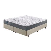 Cama Box King Size 193x203 Alpha Bege com Colchão Mola Ensacada