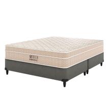 Cama Box King Size 193x203x61cm com Colchão Molas Ensacadas Ortobom Airtech Bege e Cinza