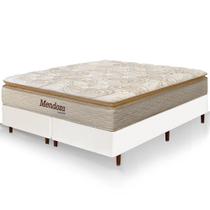 Cama Box King Size Branca Colchão Mendoza Molas Ensacadas Pillow Top 193x203x71cm Extra Macio Cama Box King Size Branca Colchão Mendoza Molas Ensacadas Pillow Top 193x203x71cm Extra Macio