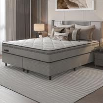 CAMA BOX KING SIZE + COLCHÃO MOLAS ENSACADAS NEW LONDRES UMAFLEX (193x203x68CM) CINZA