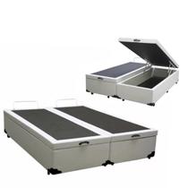 Cama Box King Size com Baú Bipartido Sintético Branco, RC