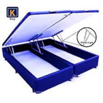 Cama Box KING SIZE com Bau Pistão a gás Bipartido azul Cama Box KING SIZE com Bau Pistão a gás Bipartido azul