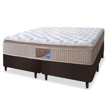 Cama box King Size mais Colchão New Doux au Toucher - KING SIZE - Molas Ensacadas - 193x203