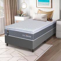 Cama Box Luanda Espuma D28 Solteirão 96x203 Cinza King House Cama Box Luanda Espuma D28 Solteirão 96x203 Cinza King House