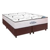 Cama Box Marrom Bipartido + Colchão Casal High Foam Ortobom