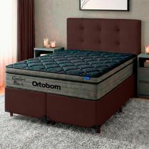 Cama Box Marrom + Cabeceira + Colchão King Confort Black Ortobom Cama Box Marrom + Cabeceira + Colchão King Confort Black Ortobom