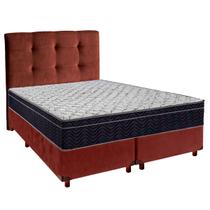 Cama Box Marrom+Colchão Casal Airtech 150 Ortobom+Cabeceira