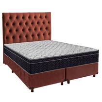 Cama Box Marrom+Colchão Casal Airtech 150 Ortobom+Cabeceira