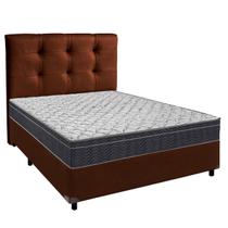 Cama Box Marrom + Colchão Casal Airtech 150 Ortobom e Cabeceira Alice Cama Box Marrom + Colchão Casal Airtech 150 Ortobom e Cabeceira Alice