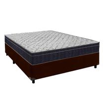 Cama Box Marrom + Colchão Casal Airtech 150 Ortobom