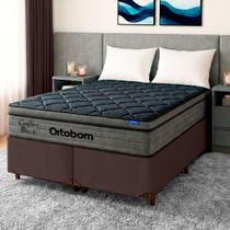 Cama Box Marrom + Colchão Casal Confort Black Espuma Soft Gel Ortobom