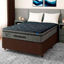 Cama Box Marrom + Colchão Casal Confort Black Espuma Soft Gel Ortobom