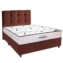 Cama Box Marrom+Colchão Casal High Foam Ortobom + Cabeceira