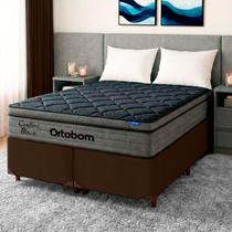 Cama Box Marrom+Colchão King Confort Black Espuma Ortobom