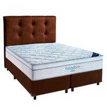 Cama Box Marrom + Colchão Queen Freedom Ortobom + Cabeceira Cama Box Marrom + Colchão Queen Freedom Ortobom + Cabeceira