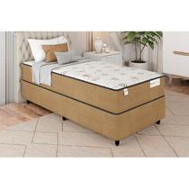 Cama Box Marrom + Colchão Solteiro Smart Classic Marrom (88x188x64) - Molas Ensacadas - Plumatex