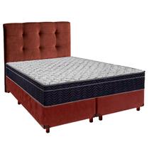 Cama Box Marrom Com Colchão Casal Airtech 150 Ortobom+Cabeceira