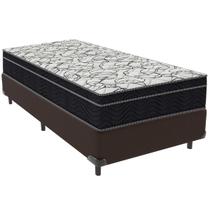 Cama Box Marrom e Colchão Airtech 150 Espuma D45 Solteiro Ortobom