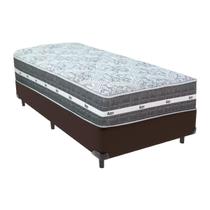 Cama Box Marrom e Colchão Black Graphite Molas Ensacadas Solteiro 88x188X27 Anjos Cama Box Marrom e Colchão Black Graphite Molas Ensacadas Solteiro 88x188X27 Anjos