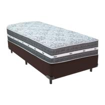 Cama Box Marrom E Colchão Black Graphite Molas Ensacadas Solteiro 88x188x27 Anjos