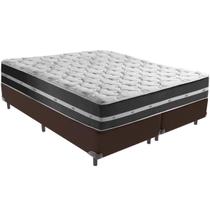 Cama Box Marrom e Colchão Classic Preto Molas ensacadas Queen Anjos Cama Box Marrom e Colchão Classic Preto Molas ensacadas Queen Anjos