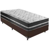 Cama Box Marrom e Colchão Classic Preto Molas ensacadas Solteiro Anjos