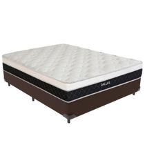 Cama Box Marrom e Colchão Dallas Molas Ensacadas Viúvo V-Store 128x188x20