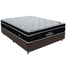 Cama Box Marrom e Colchão Elegant Molas Ensacadas Casal Ortobom