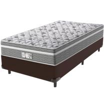 Cama Box Marrom e Colchão Evolution Molas Ensacadas Solteiro Probel
