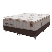 Cama Box Marrom e Colchão King Ritz Resort Pillow High Tech Sealy