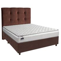 Cama + Box Marrom e Colchão Molas Ensacadas Casal - Hanover Inducol + Cabeceira