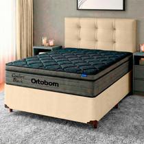 Cama Box Perola + Cabeceira + Colchão Casal Confort Black Ortobom