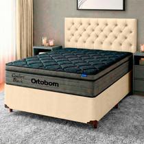 Cama Box Perola + Cabeceira + Colchão Casal Confort Black Ortobom