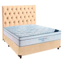 Cama Box Perola + Colchão Casal Freedom Ortobom + Cabeceira