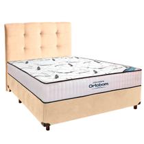 Cama Box Perola+Colchão Casal High Foam Ortobom + Cabeceira