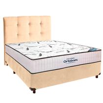 Cama Box Perola + Colchão Casal High Foam Ortobom + Cabeceira