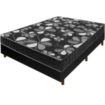 Cama Box Preta + Colchão Casal Florencia Espuma D28 Liso 138x188x51cm Cama Box Preta + Colchão Casal Florencia Espuma D28 Liso 138x188x51cm