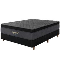 Cama Box Preta + Colchão Casal Suport Gel Molas Ensacadas Euro Pillow 138x188x75cm - Macio Cama Box Preta + Colchão Casal Suport Gel Molas Ensacadas Euro Pillow 138x188x75cm - Macio
