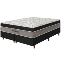 Cama Box Preta + Colchão Queen Size San Juan Molas Ensacadas Pillow Paparazzi 158x198x72cm