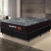 Cama Box Preta + Colchão Queen Size San Martin Molas Superlastic 158x198x64cm