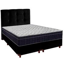Cama Box Preto+Colchão Casal Airtech 150 Ortobom e Cabeceira Cama Box Preto+Colchão Casal Airtech 150 Ortobom e Cabeceira