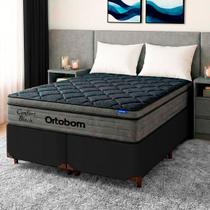 Cama Box Preto+Colchão Casal Confort Black Espuma Ortobom