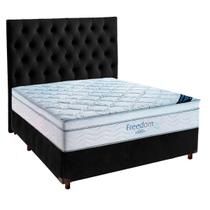 Cama Box Preto + Colchão Casal Freedom Ortobom + Cabeceira Cama Box Preto + Colchão Casal Freedom Ortobom + Cabeceira
