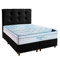 Cama Box Preto + Colchão Queen Freedom Ortobom + Cabeceira Cama Box Preto + Colchão Queen Freedom Ortobom + Cabeceira