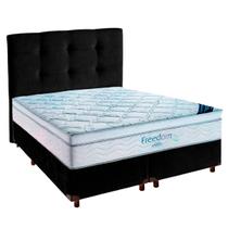 Cama Box Preto + Colchão Queen Freedom Ortobom + Cabeceira Cama Box Preto + Colchão Queen Freedom Ortobom + Cabeceira