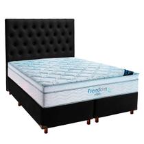 Cama Box Preto + Colchão Queen Freedom Ortobom + Cabeceira Cama Box Preto + Colchão Queen Freedom Ortobom + Cabeceira