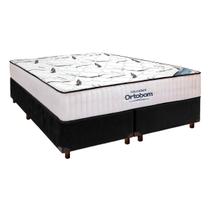 Cama Box Preto + Colchão Queen High Foam Ortobom